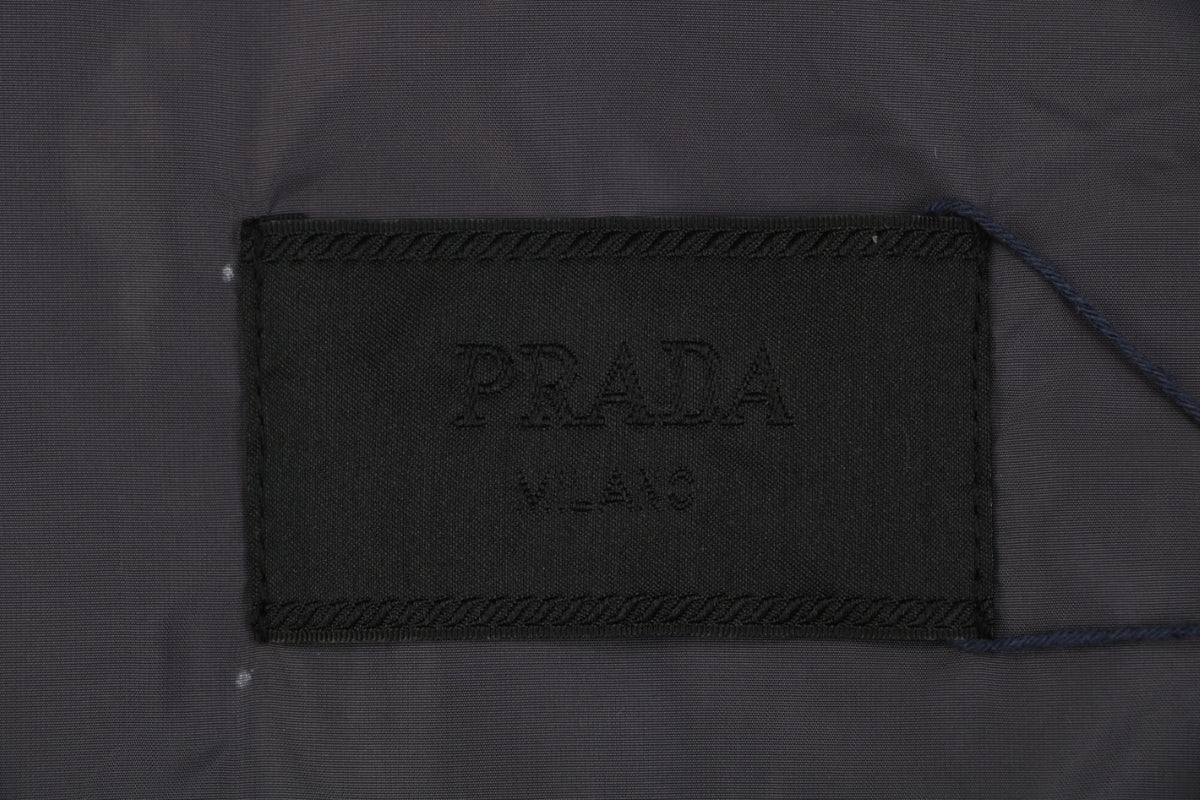 Prada Re-Nylon Zip-Front Dual Chest Pocket Triangle Logo Short Sleeve Shirt – Charcoal