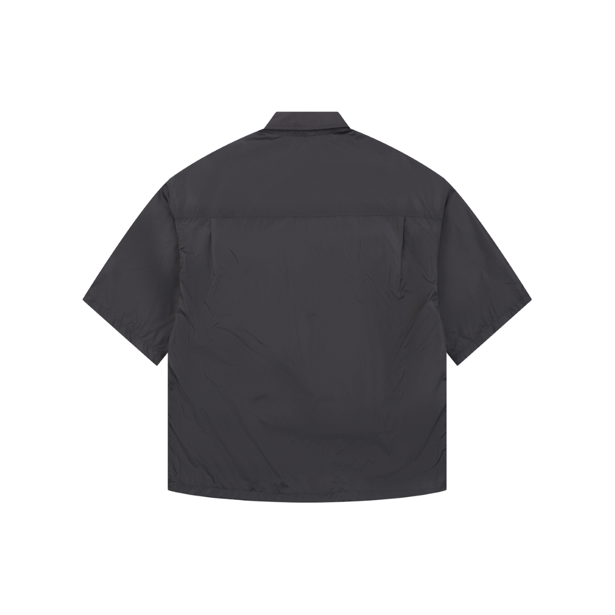 Prada Re-Nylon Zip-Front Dual Chest Pocket Triangle Logo Short Sleeve Shirt – Charcoal