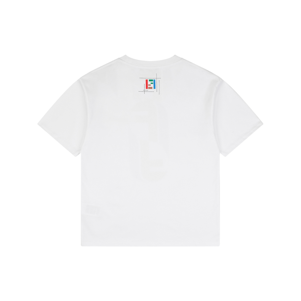 Fendi Trompe-L’Œil Dashed Pocket Multicolor FF Monogram Print Short Sleeve Tee – White
