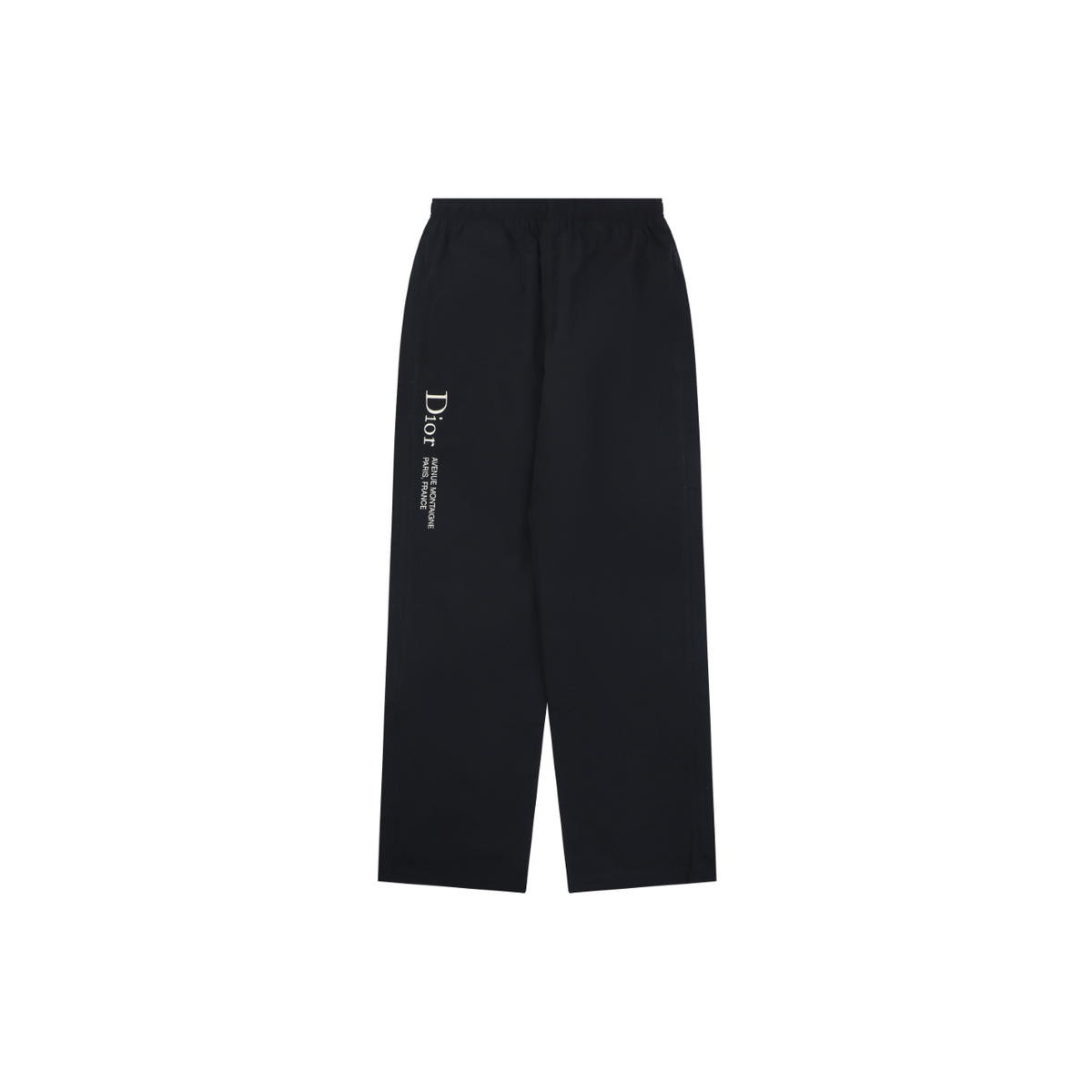 Dior Christian Dior Paris Vertical Slogan Embroidered Straight-Leg Trousers – Black