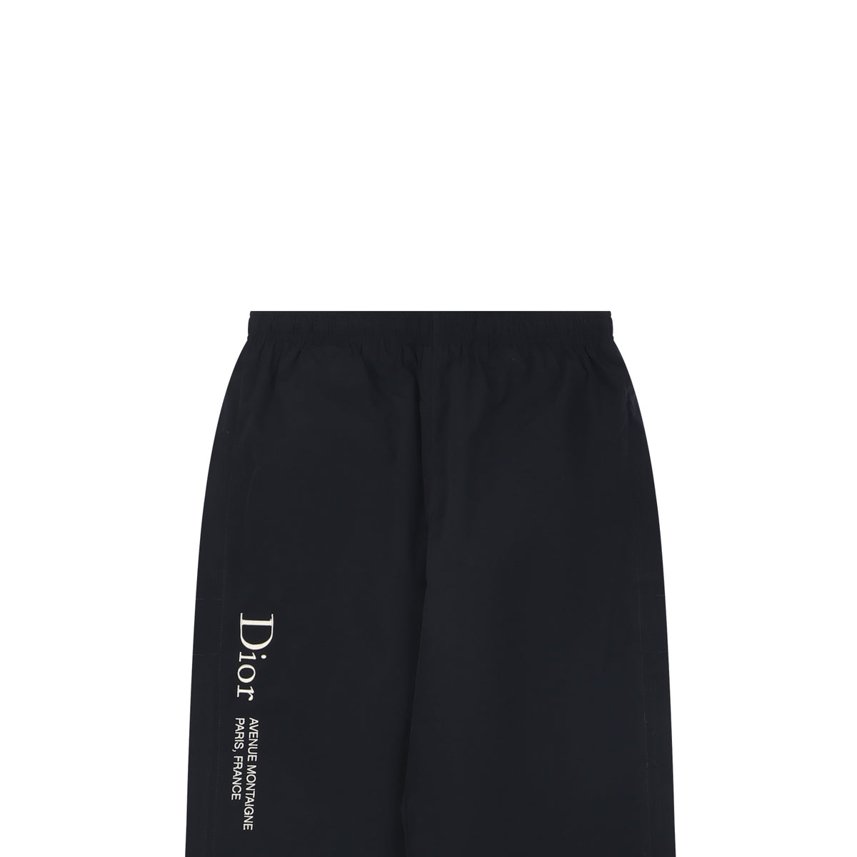 Dior Christian Dior Paris Vertical Slogan Embroidered Straight-Leg Trousers – Black