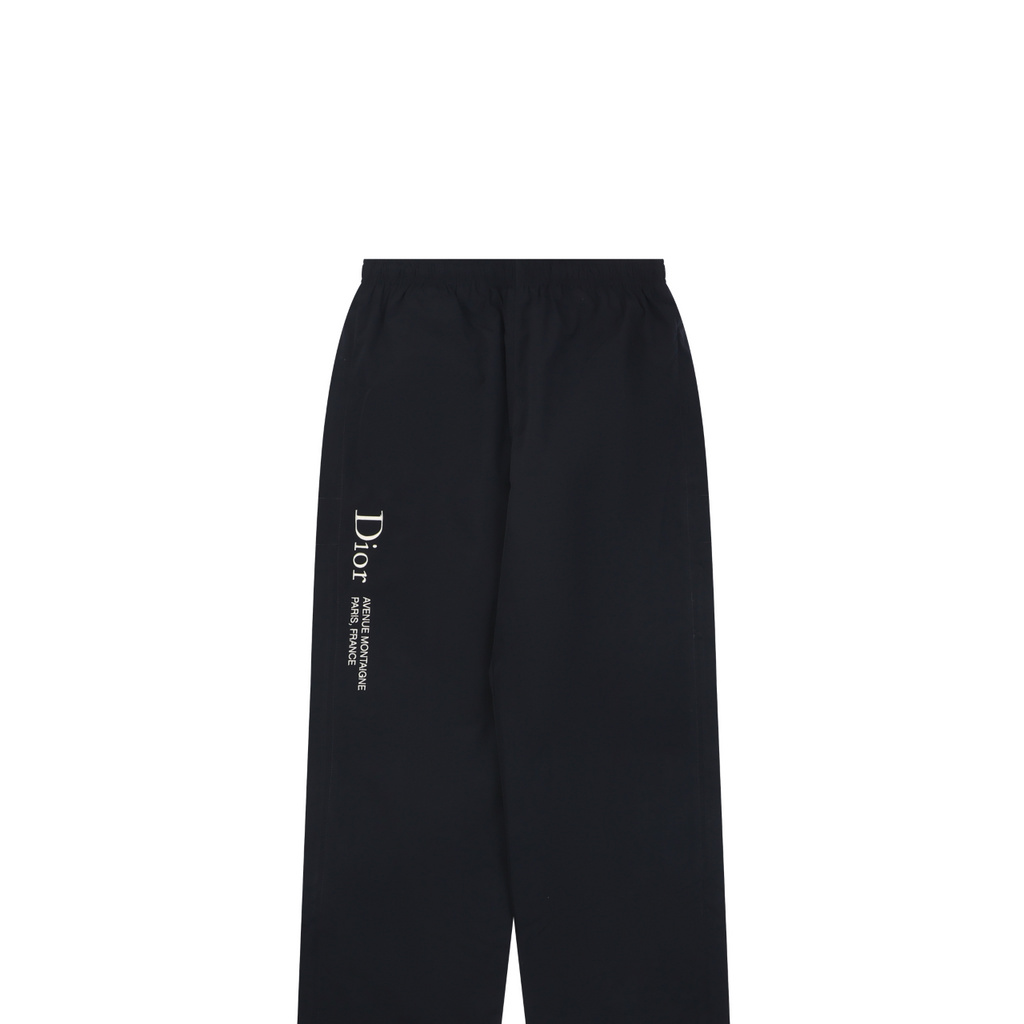 Dior Christian Dior Paris Vertical Slogan Embroidered Straight-Leg Trousers – Black