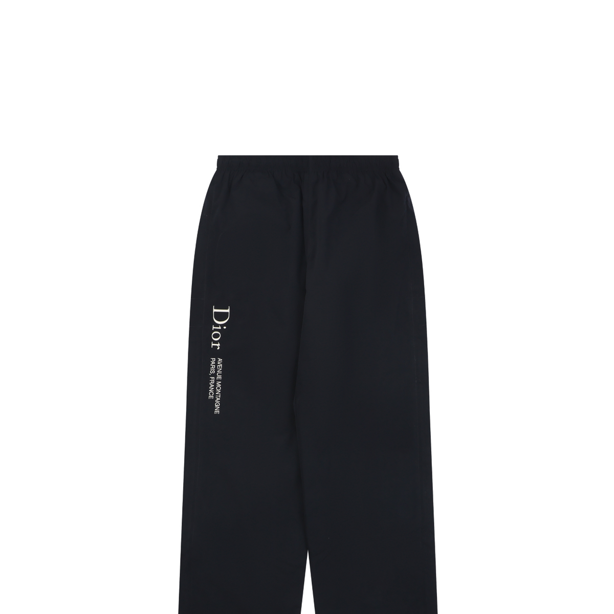 Dior Christian Dior Paris Vertical Slogan Embroidered Straight-Leg Trousers – Black