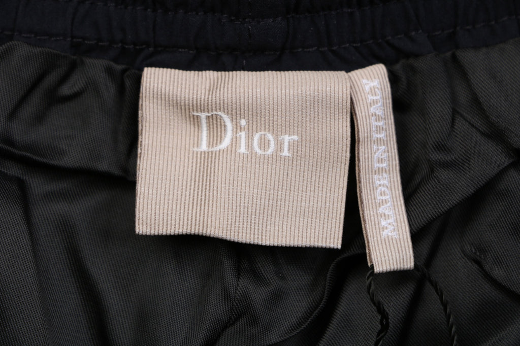 Dior Christian Dior Paris Vertical Slogan Embroidered Straight-Leg Trousers – Black