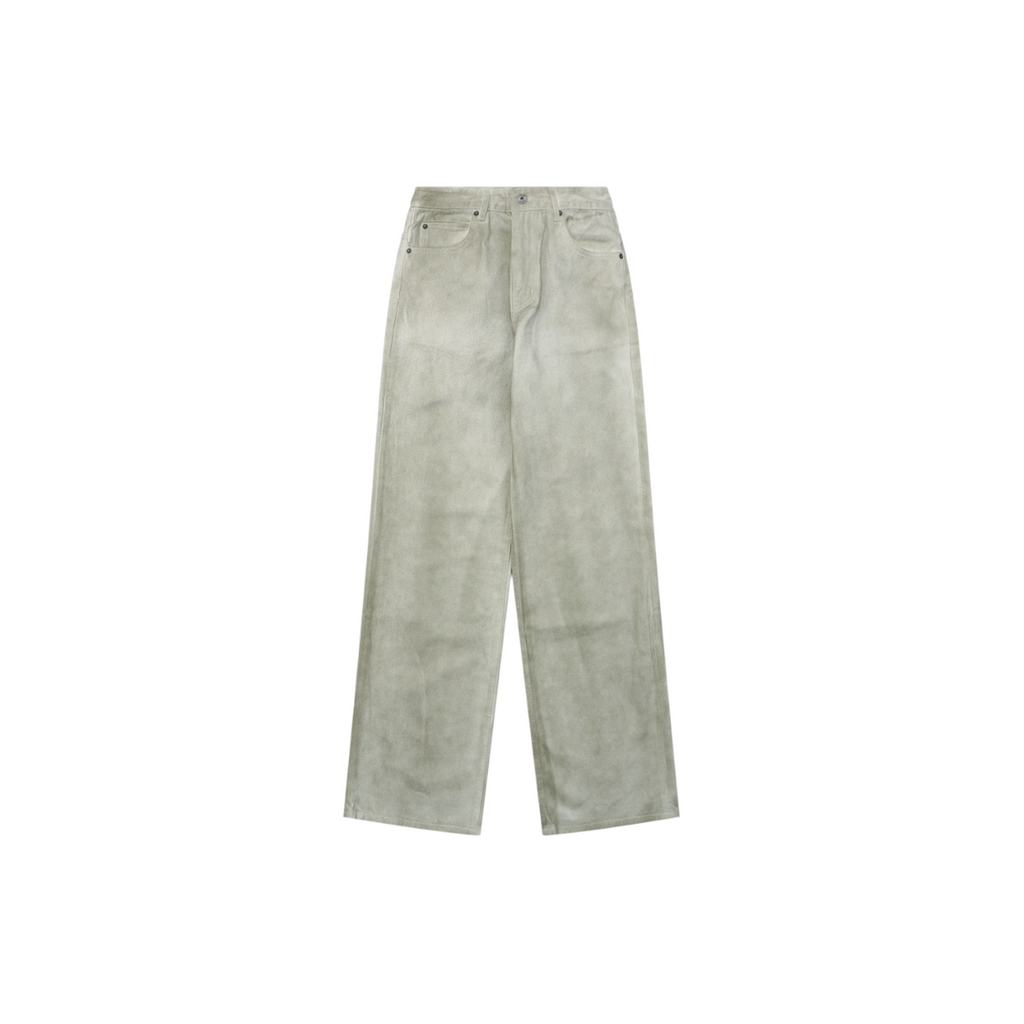 Loewe Anagram Leather Patch Bleach-Washed Straight Leg Denim Jeans – Bleached White