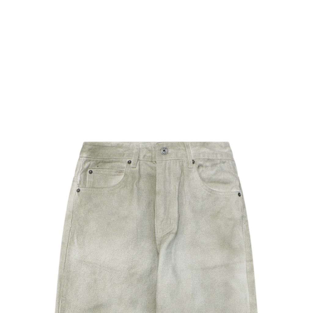 Loewe Anagram Leather Patch Bleach-Washed Straight Leg Denim Jeans – Bleached White