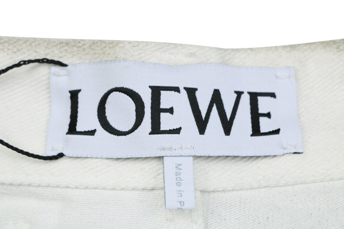 Loewe Anagram Leather Patch Bleach-Washed Straight Leg Denim Jeans – Bleached White
