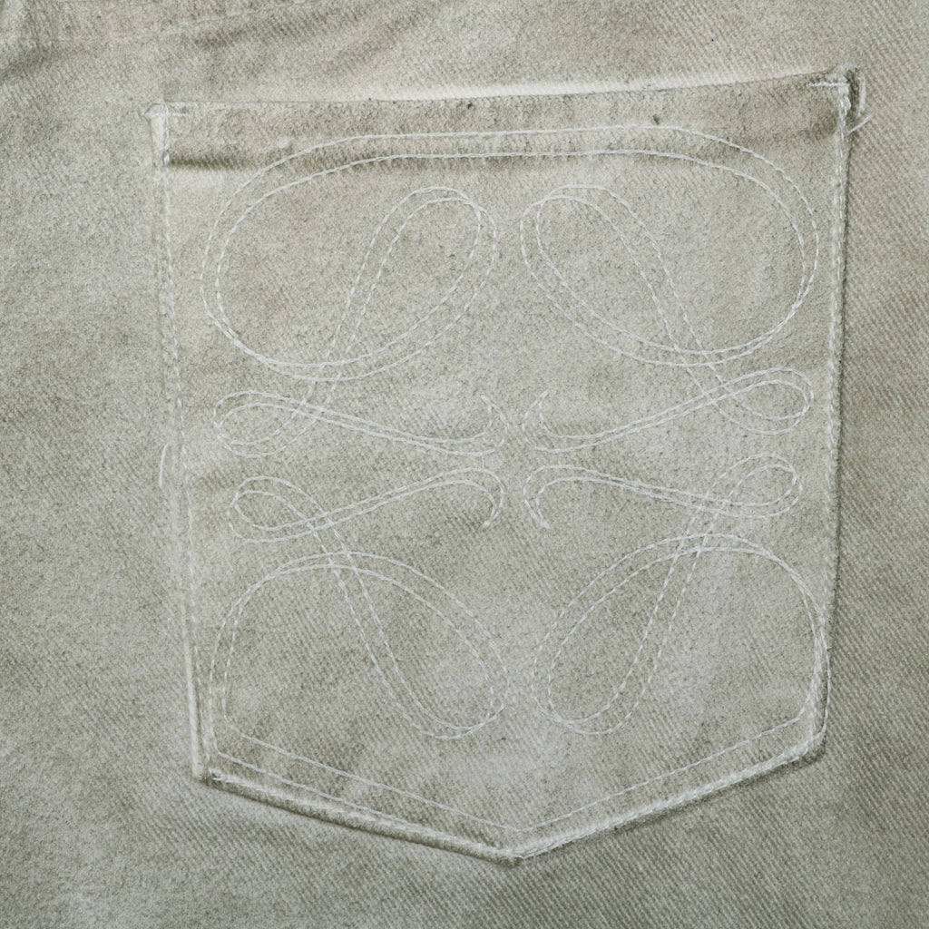 Loewe Anagram Leather Patch Bleach-Washed Straight Leg Denim Jeans – Bleached White