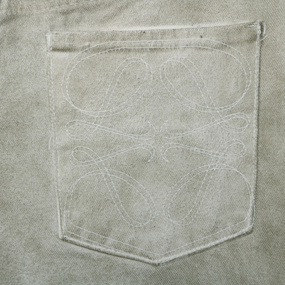 Loewe Anagram Leather Patch Bleach-Washed Straight Leg Denim Jeans – Bleached White