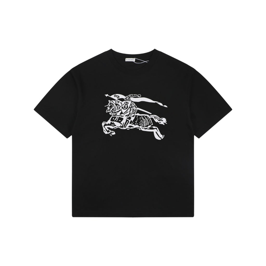 Burberry Oversized Equestrian Knight Print Short Sleeve Tee – Black