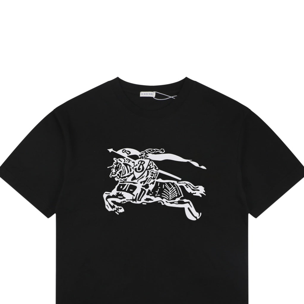Burberry Oversized Equestrian Knight Print Short Sleeve Tee – Black