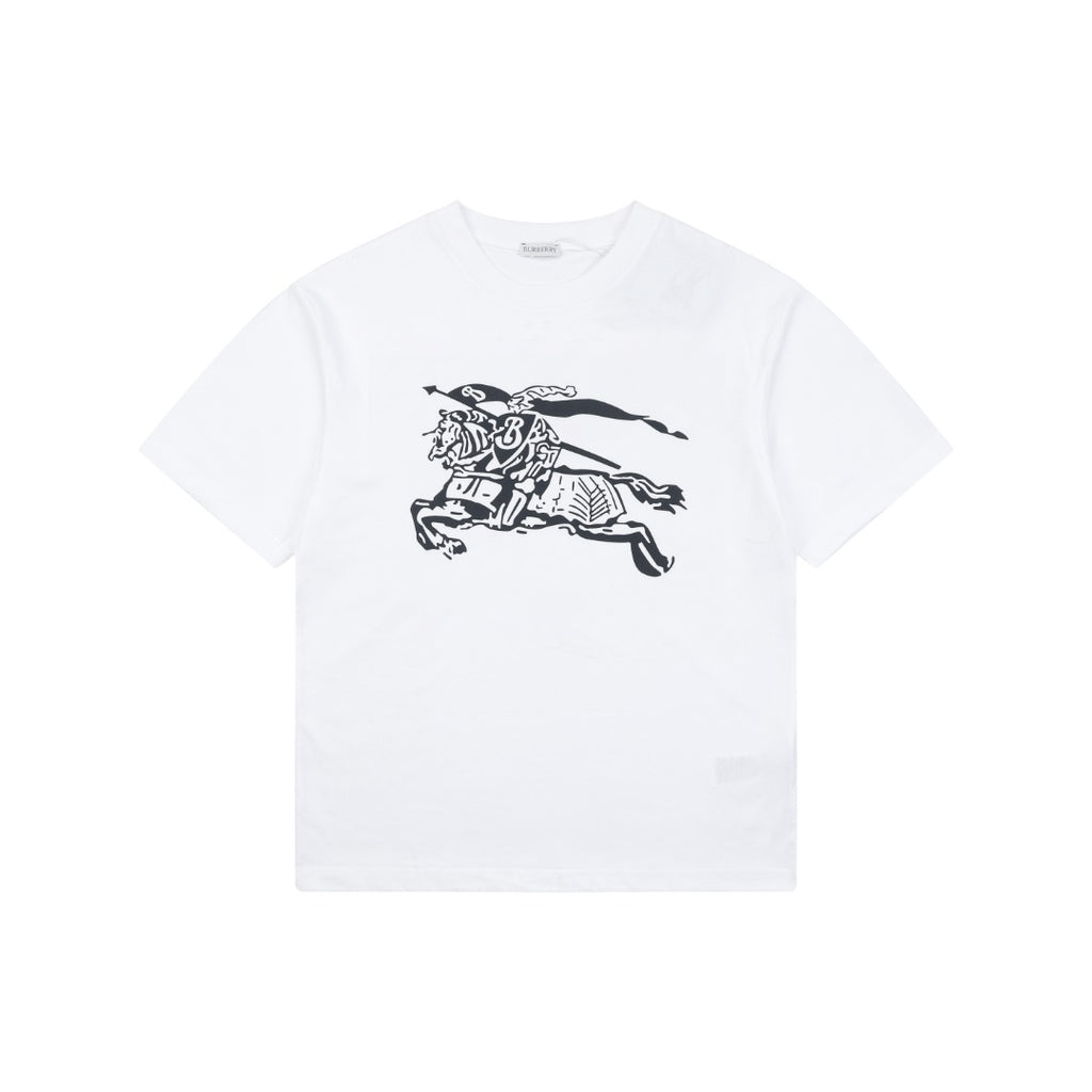 Burberry Oversized Equestrian Knight Print Short Sleeve Tee – White