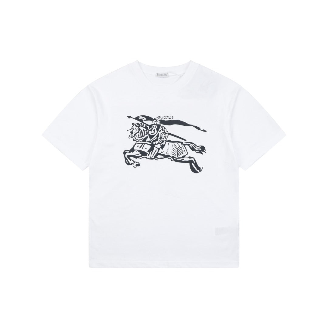 Burberry Oversized Equestrian Knight Print Short Sleeve Tee – White