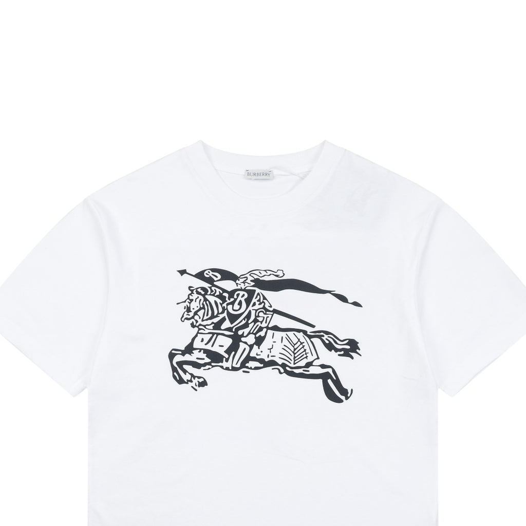 Burberry Oversized Equestrian Knight Print Short Sleeve Tee – White