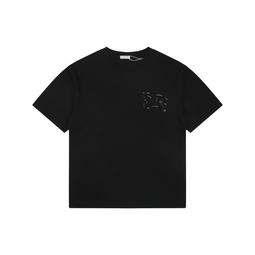 Burberry Tonal Equestrian Knight Outline Embroidered Short Sleeve Tee – Black