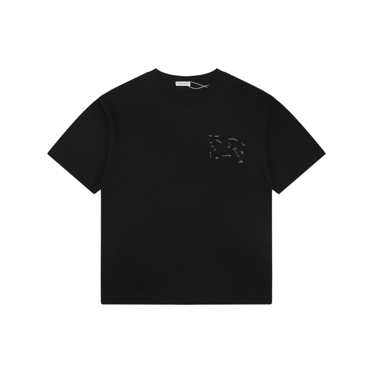 Burberry Tonal Equestrian Knight Outline Embroidered Short Sleeve Tee – Black