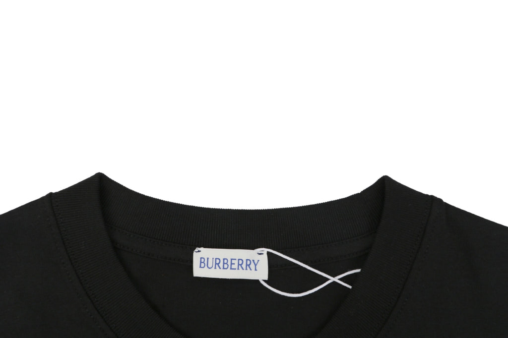 Burberry Tonal Equestrian Knight Outline Embroidered Short Sleeve Tee – Black
