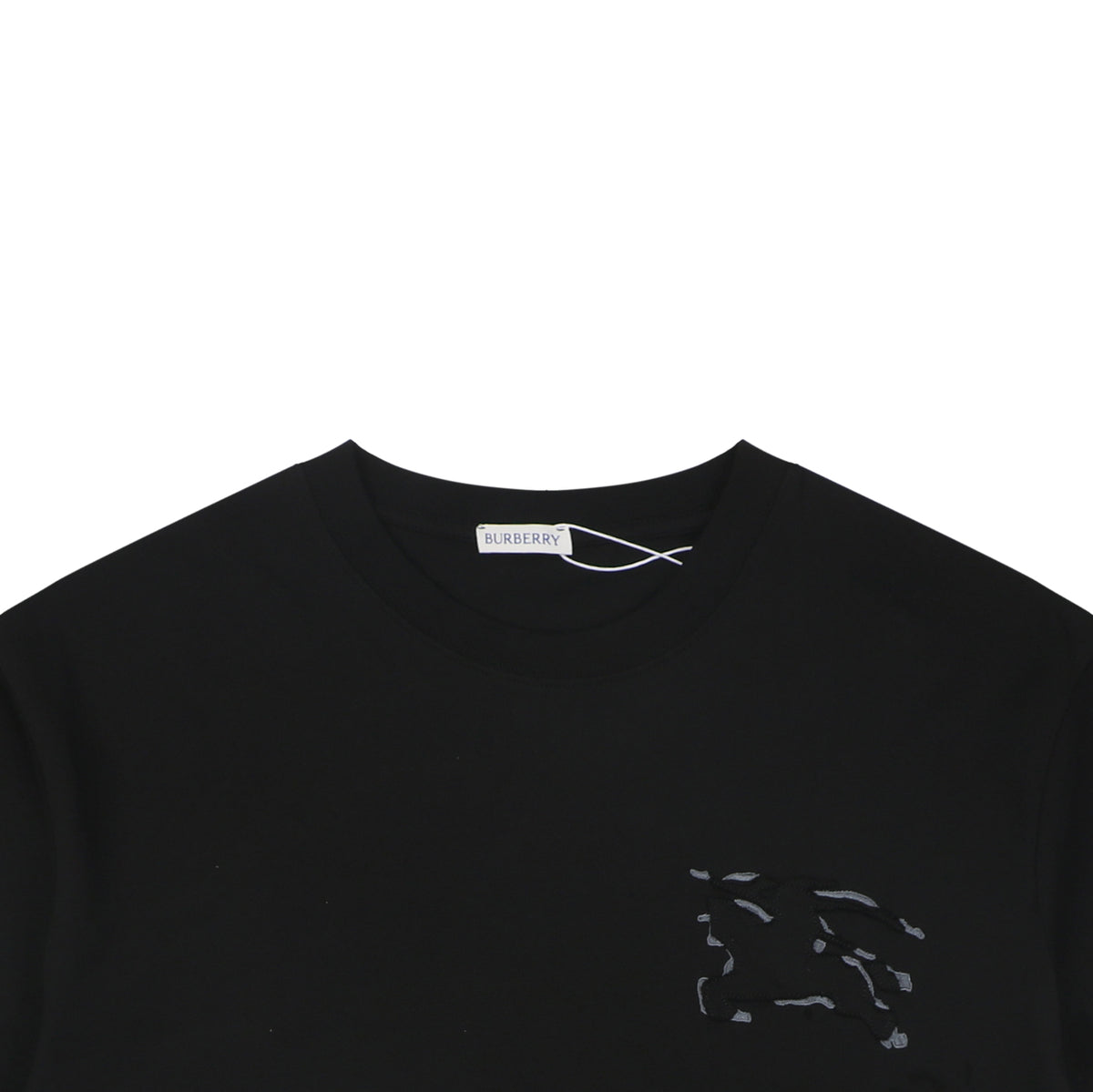 Burberry Tonal Equestrian Knight Outline Embroidered Short Sleeve Tee – Black