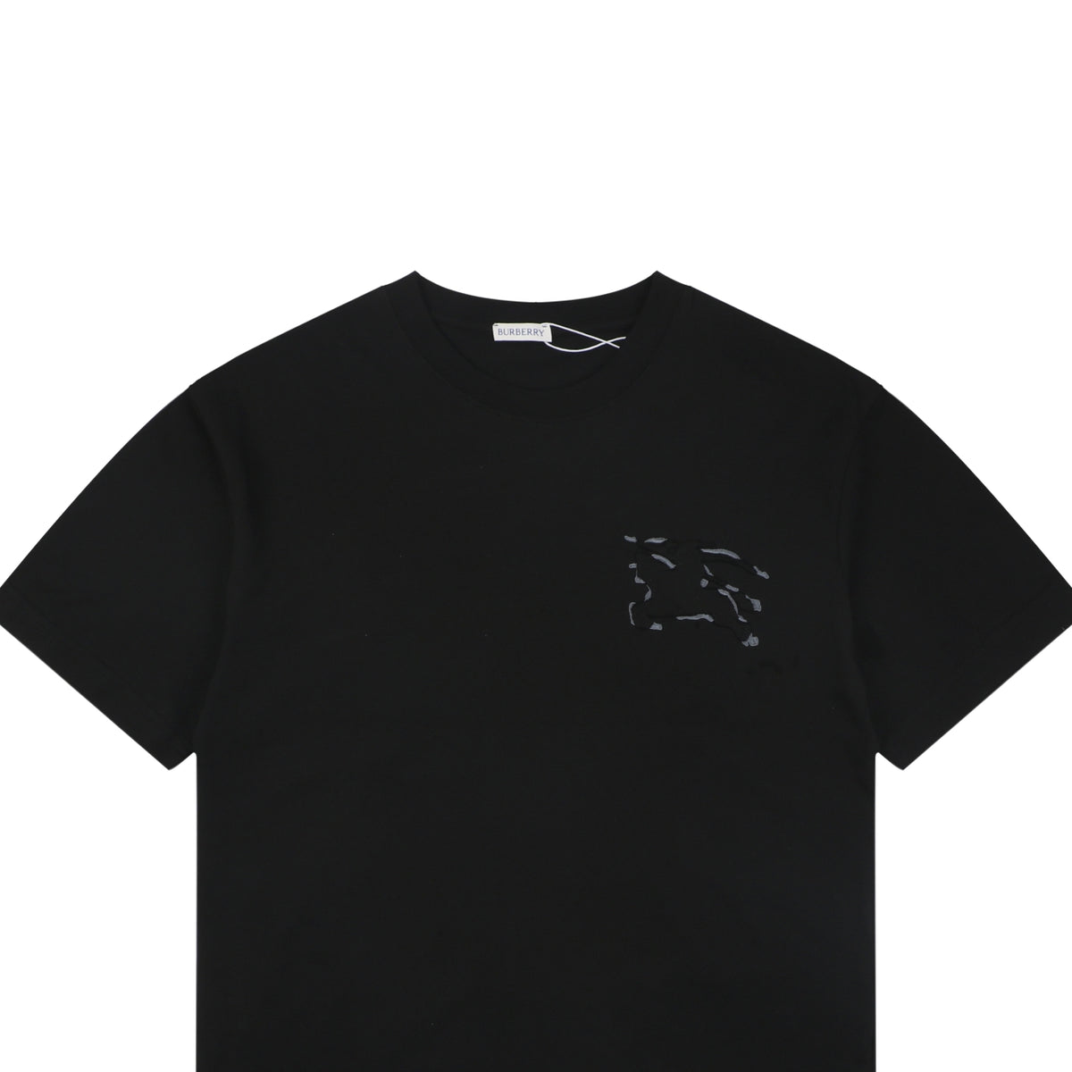 Burberry Tonal Equestrian Knight Outline Embroidered Short Sleeve Tee – Black
