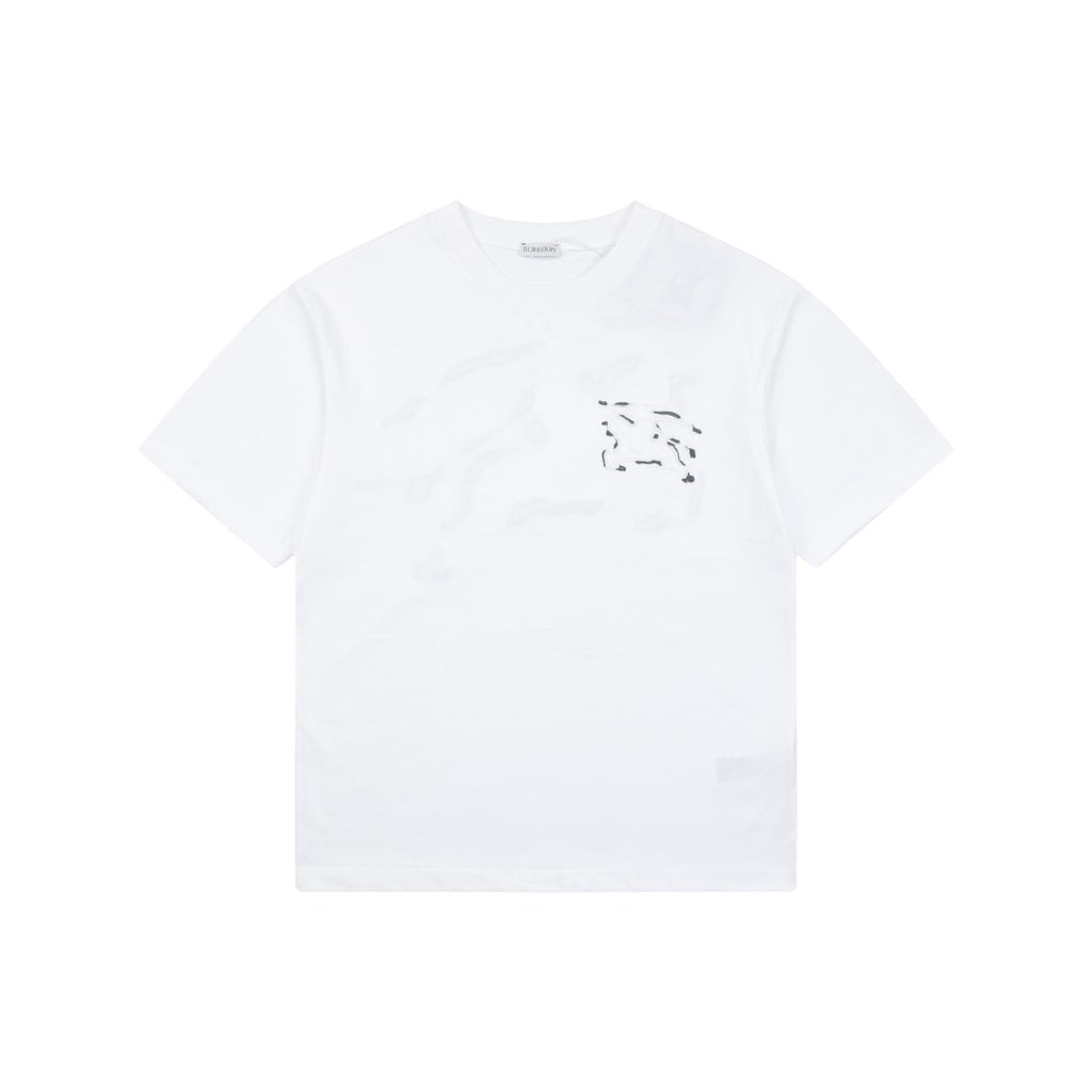 Burberry Dual Equestrian Knight Outline Embroidered Short Sleeve Tee – White