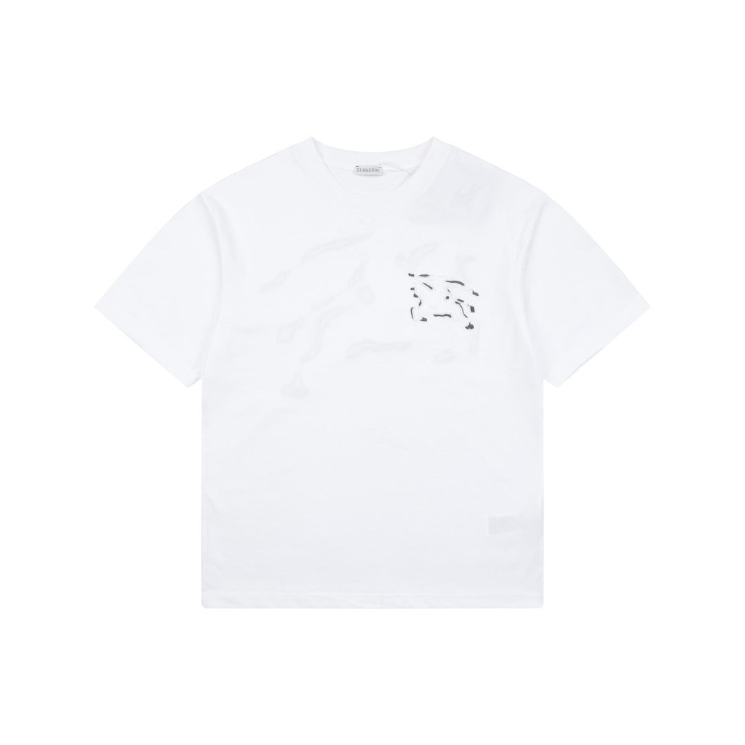 Burberry Dual Equestrian Knight Outline Embroidered Short Sleeve Tee – White