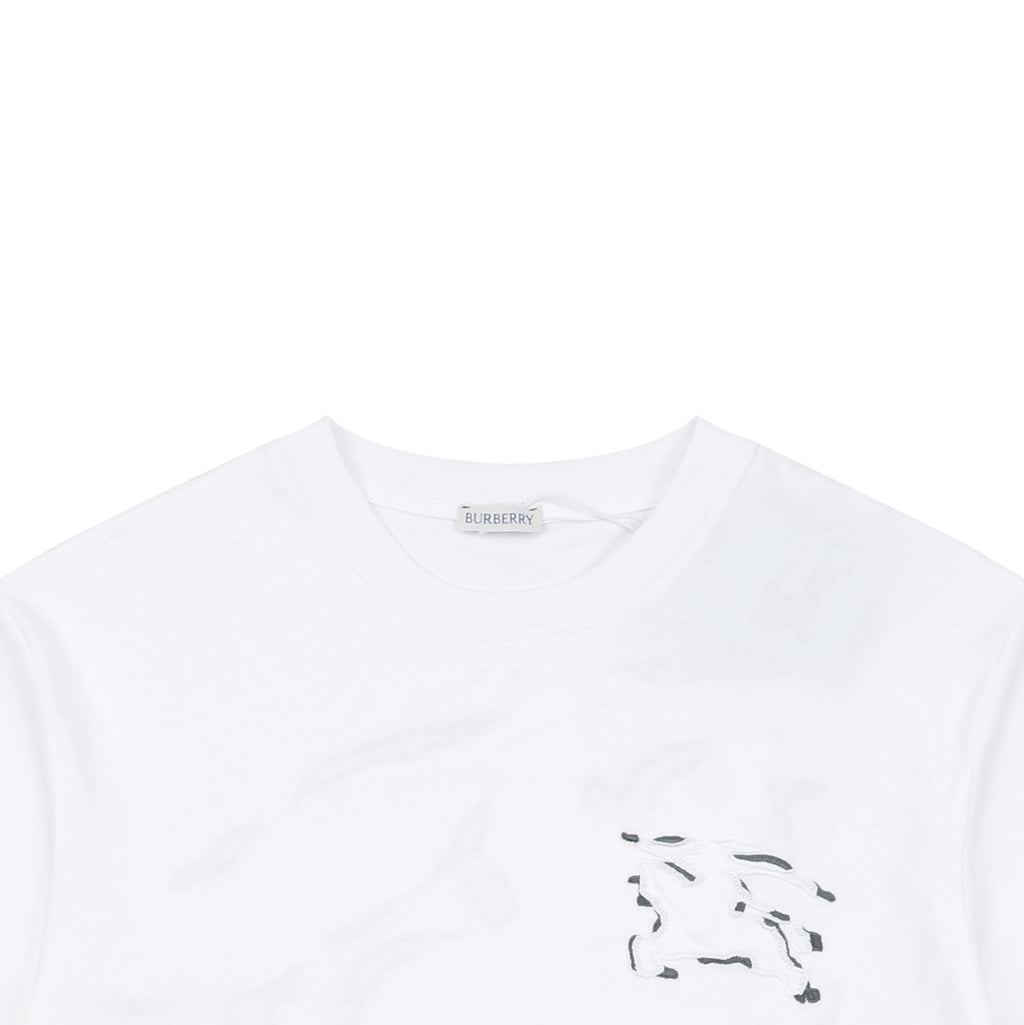 Burberry Dual Equestrian Knight Outline Embroidered Short Sleeve Tee – White
