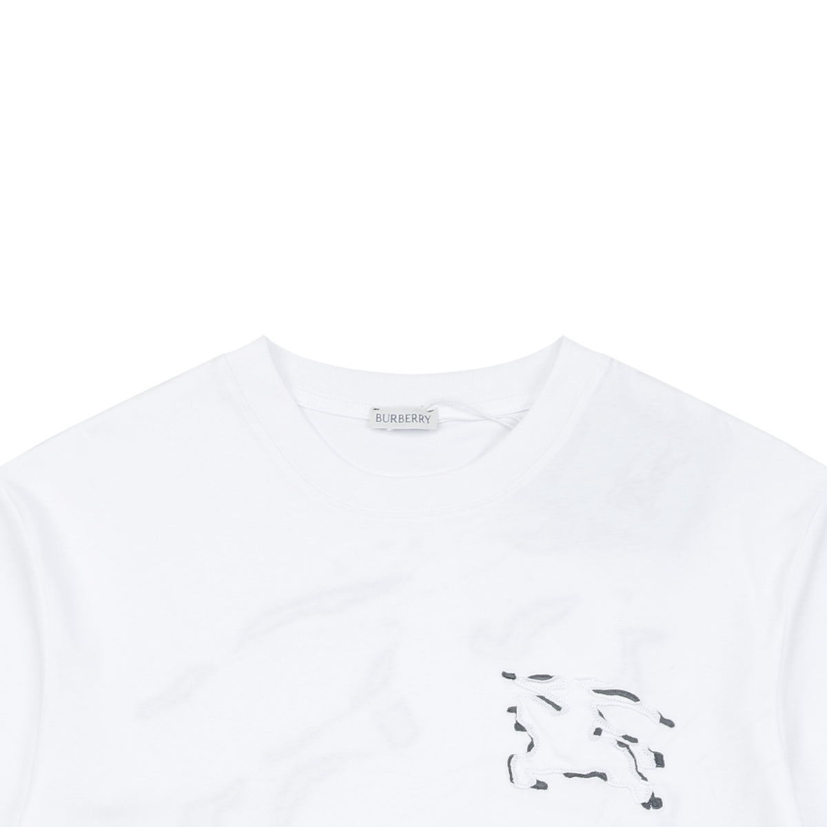 Burberry Dual Equestrian Knight Outline Embroidered Short Sleeve Tee – White