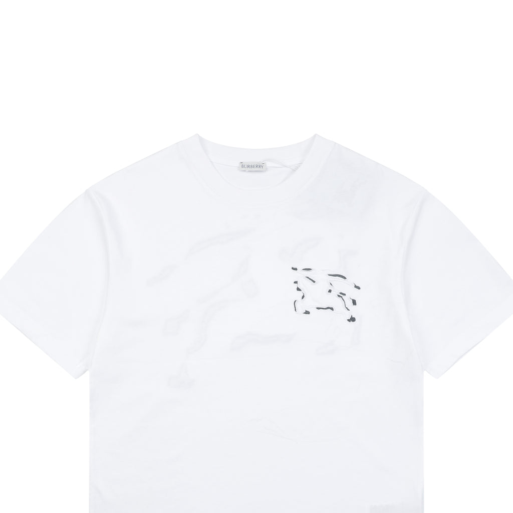 Burberry Dual Equestrian Knight Outline Embroidered Short Sleeve Tee – White
