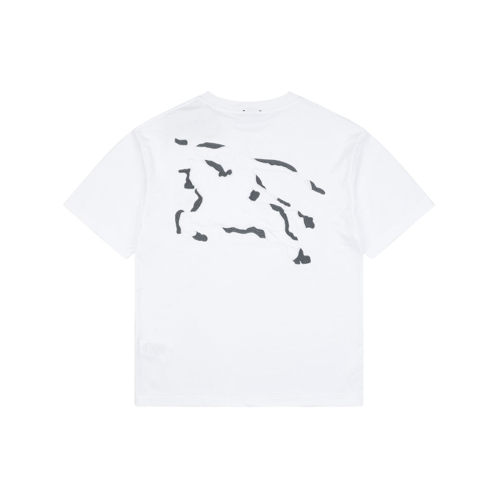 Burberry Dual Equestrian Knight Outline Embroidered Short Sleeve Tee – White