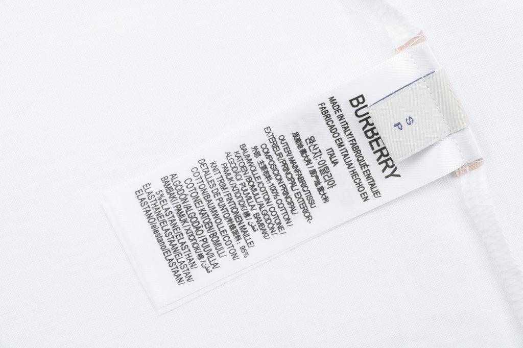 Burberry Icon Stripe Grosgrain Trim Chest Pocket Short Sleeve Tee – White