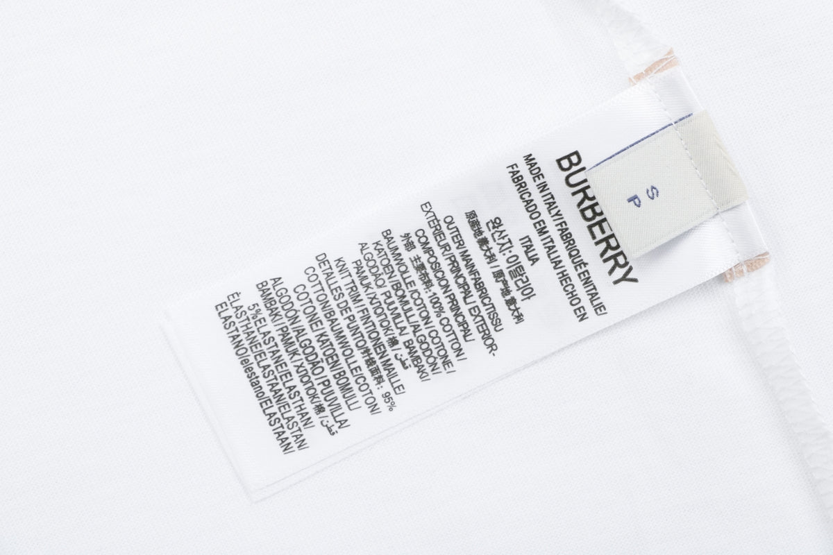 Burberry Icon Stripe Grosgrain Trim Chest Pocket Short Sleeve Tee – White