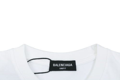 Balenciaga Vintage Multi-Logo Racing Badge Distressed Print Short Sleeve Tee – White