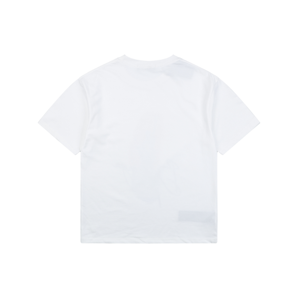 Balenciaga Vintage Multi-Logo Racing Badge Distressed Print Short Sleeve Tee – White