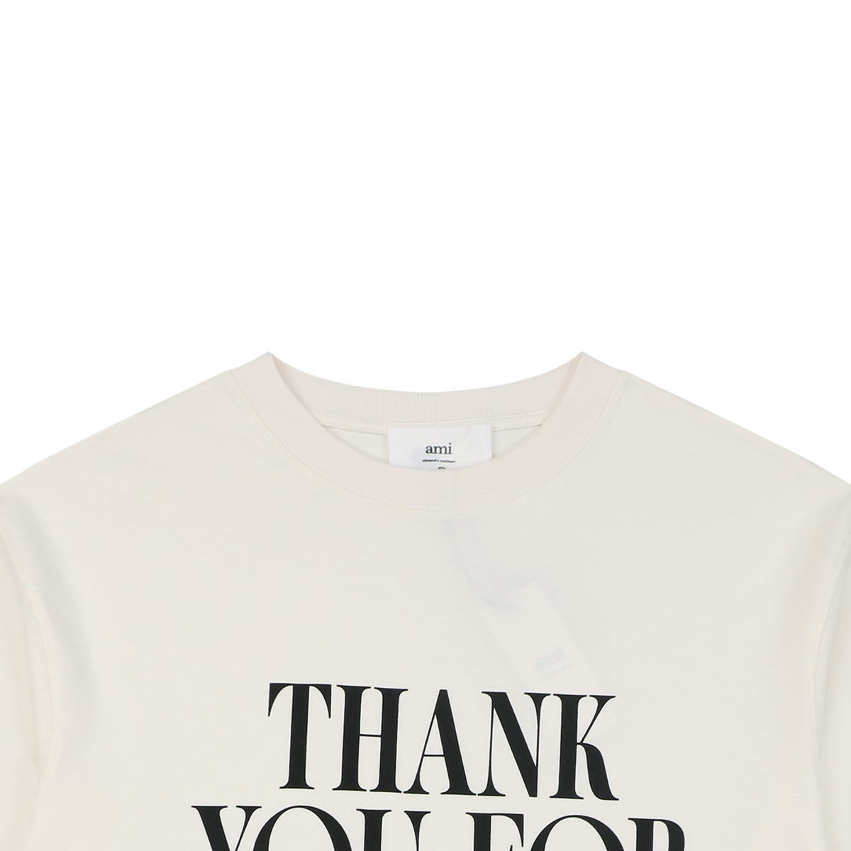 Ami Paris Thank You For Being A Friend Slogan Print Short Sleeve Tee – Ecru