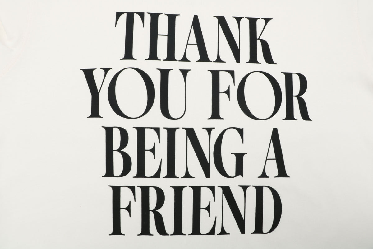 Ami Paris Thank You For Being A Friend Slogan Print Short Sleeve Tee – Ecru