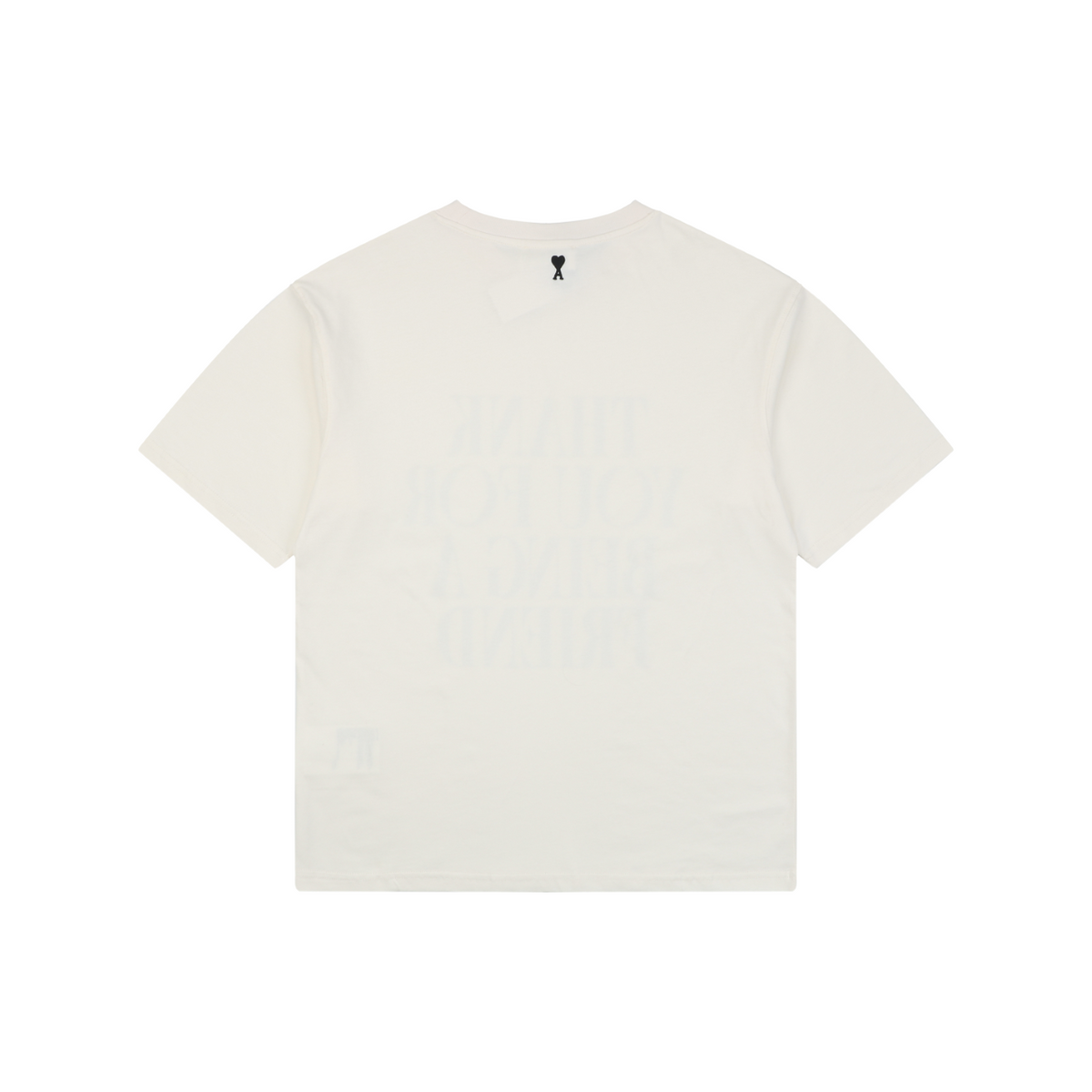 Ami Paris Thank You For Being A Friend Slogan Print Short Sleeve Tee – Ecru