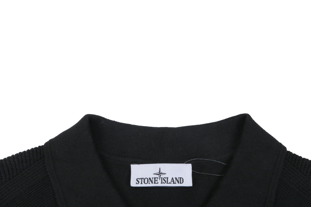 Stone Island Compass Badge Jacquard Collar Polo Shirt – Black