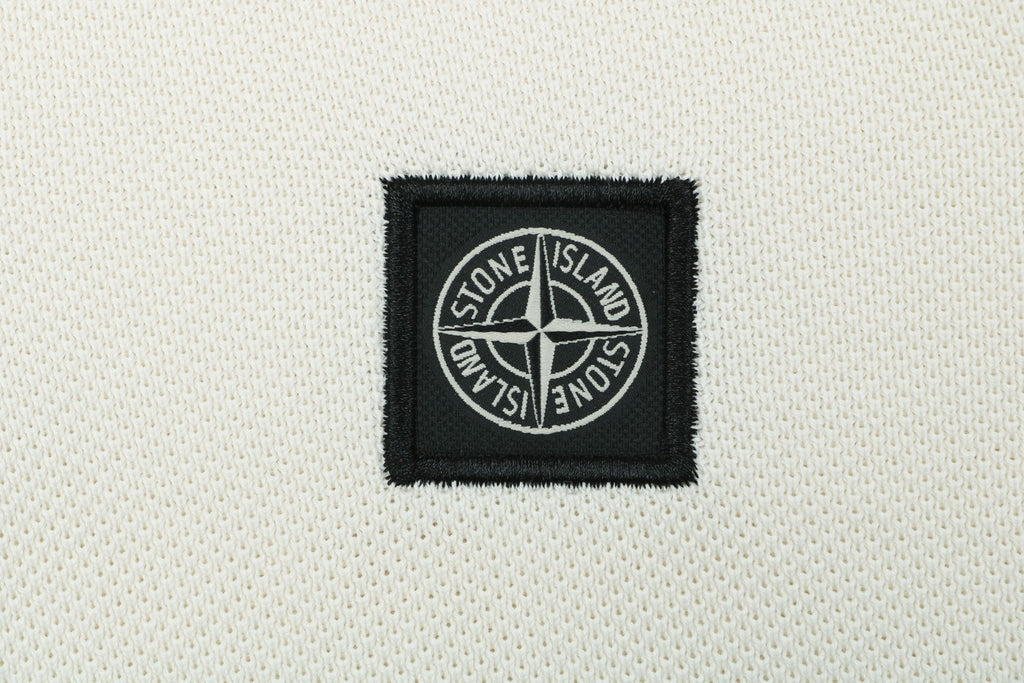 Stone Island Compass Badge Jacquard Collar Polo Shirt – Ecru