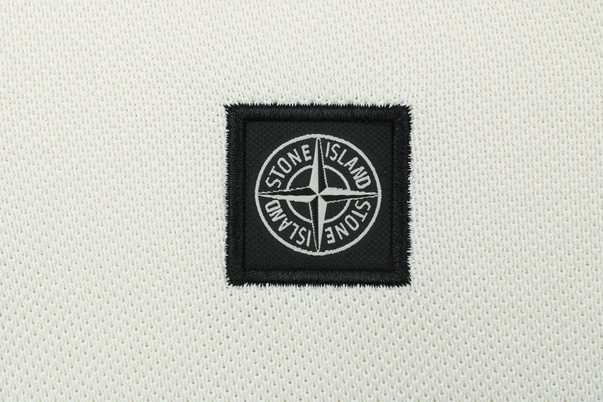 Stone Island Compass Badge Jacquard Collar Polo Shirt – Ecru