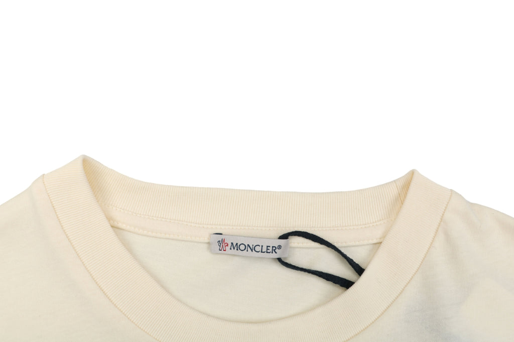 Moncler Holiday On The Beach 1952 Script Embroidered Short Sleeve Tee – Ecru