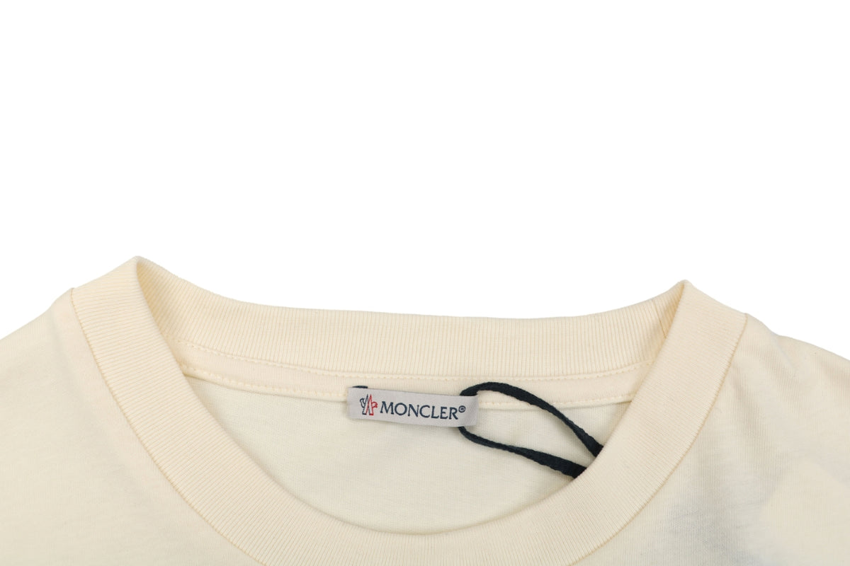Moncler Holiday On The Beach 1952 Script Embroidered Short Sleeve Tee – Ecru