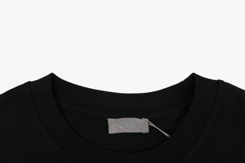 Dior CD Monogram Oblique Bee Jacquard Embroidered Short Sleeve Tee – Black