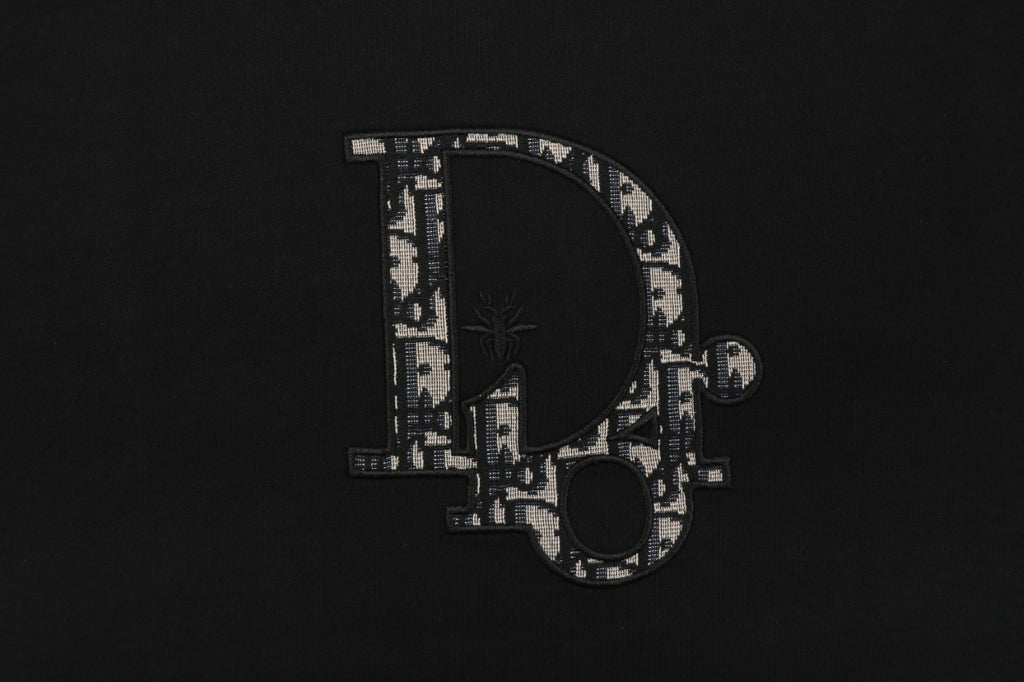 Dior CD Monogram Oblique Bee Jacquard Embroidered Short Sleeve Tee – Black