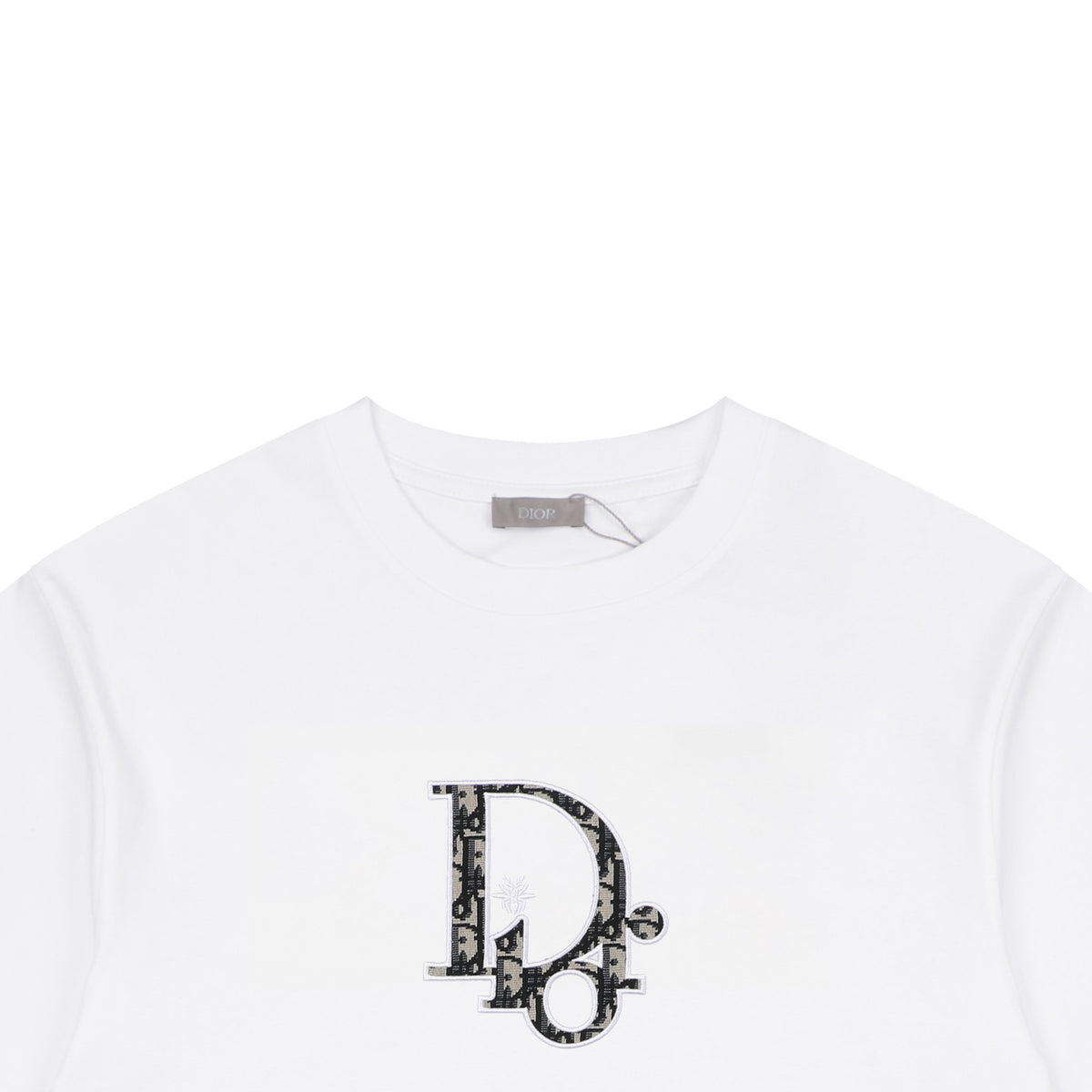 Dior CD Monogram Oblique Bee Jacquard Fill Embroidered Short Sleeve Tee – White