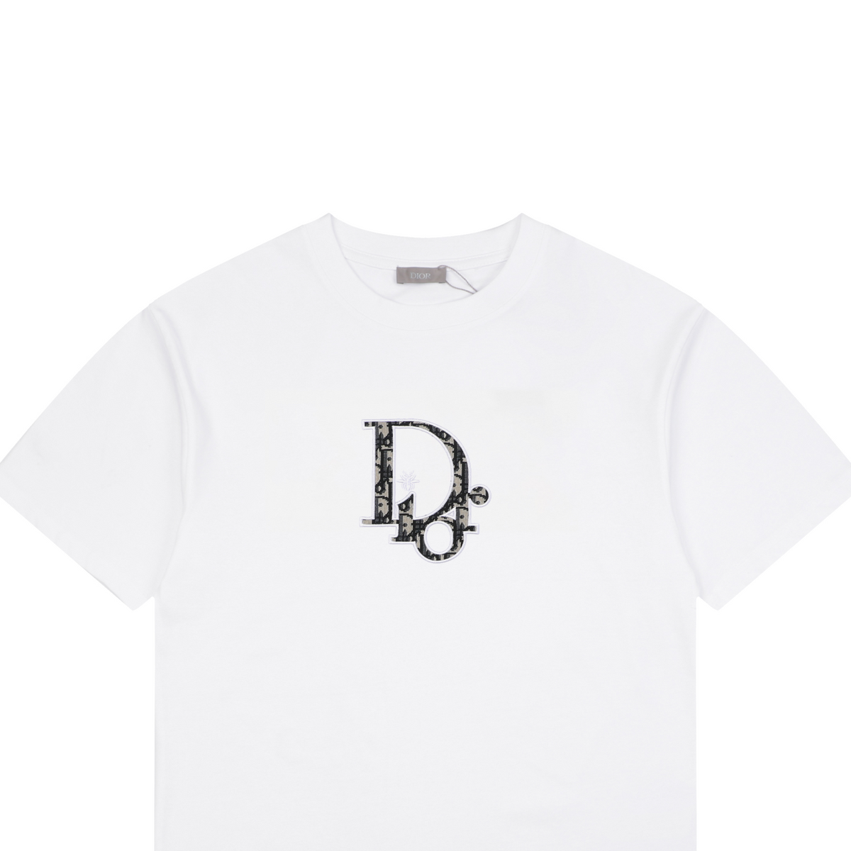 Dior CD Monogram Oblique Bee Jacquard Fill Embroidered Short Sleeve Tee – White