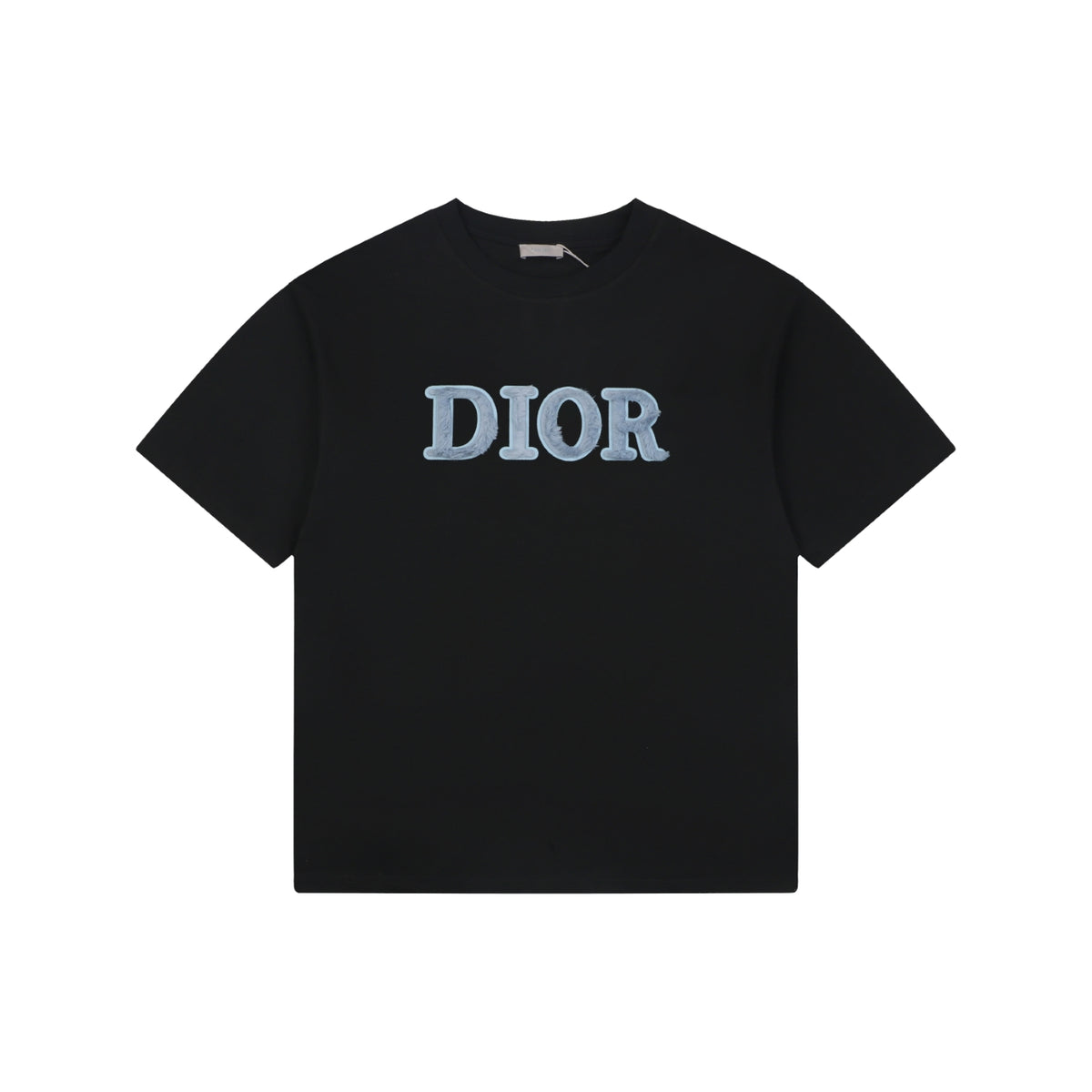 Dior DIOR Velvet Chenille Wordmark Embroidered Short Sleeve Tee – Black