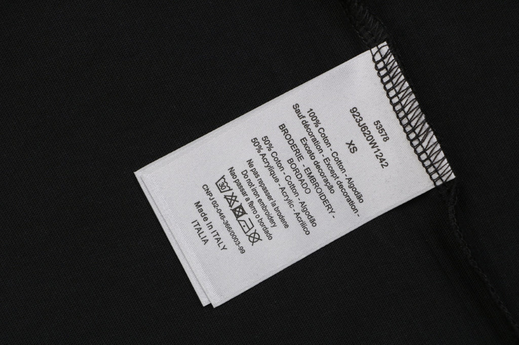 Dior DIOR Velvet Chenille Wordmark Embroidered Short Sleeve Tee – Black