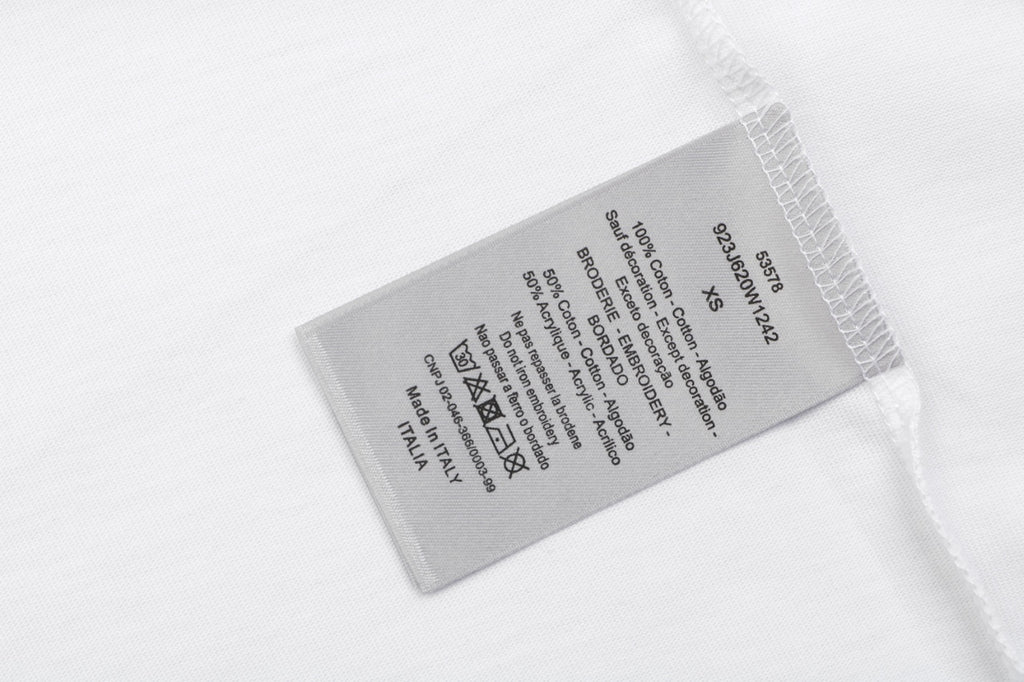 Dior DIOR Powder Blue Chenille Letter Embroidered Short Sleeve Tee – White