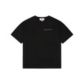 Gucci Rose Pink Serif Wordmark Print Short Sleeve Tee – Black
