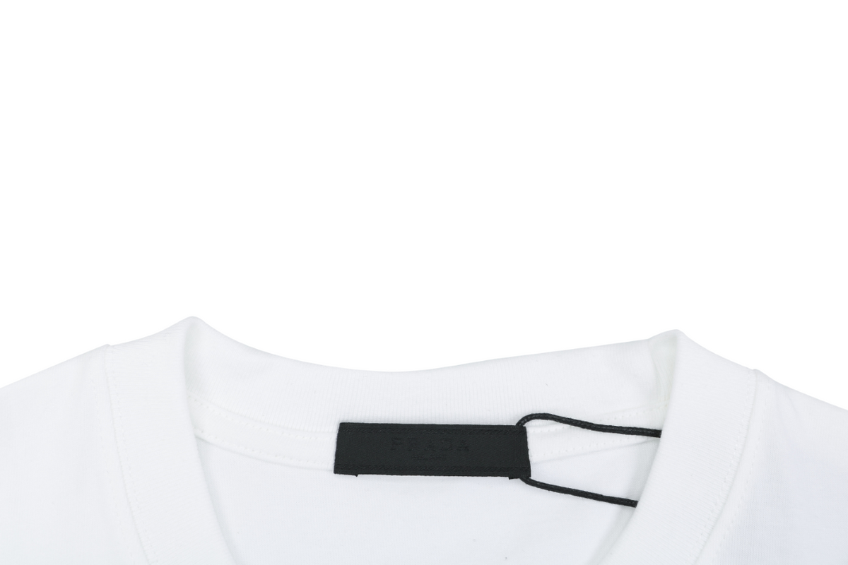 Prada Beanie Elephant Graphic Print Short Sleeve Tee – White